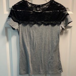 Gray and black lace top